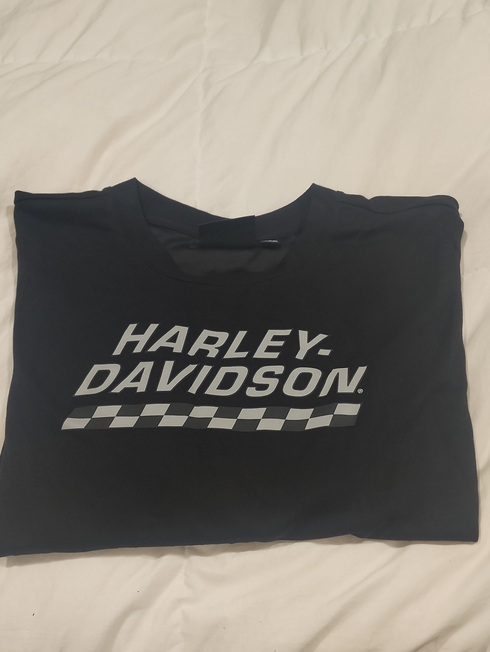 Harley-Davidson Black sweatshirt with Silver Logo and Checkered Stripe